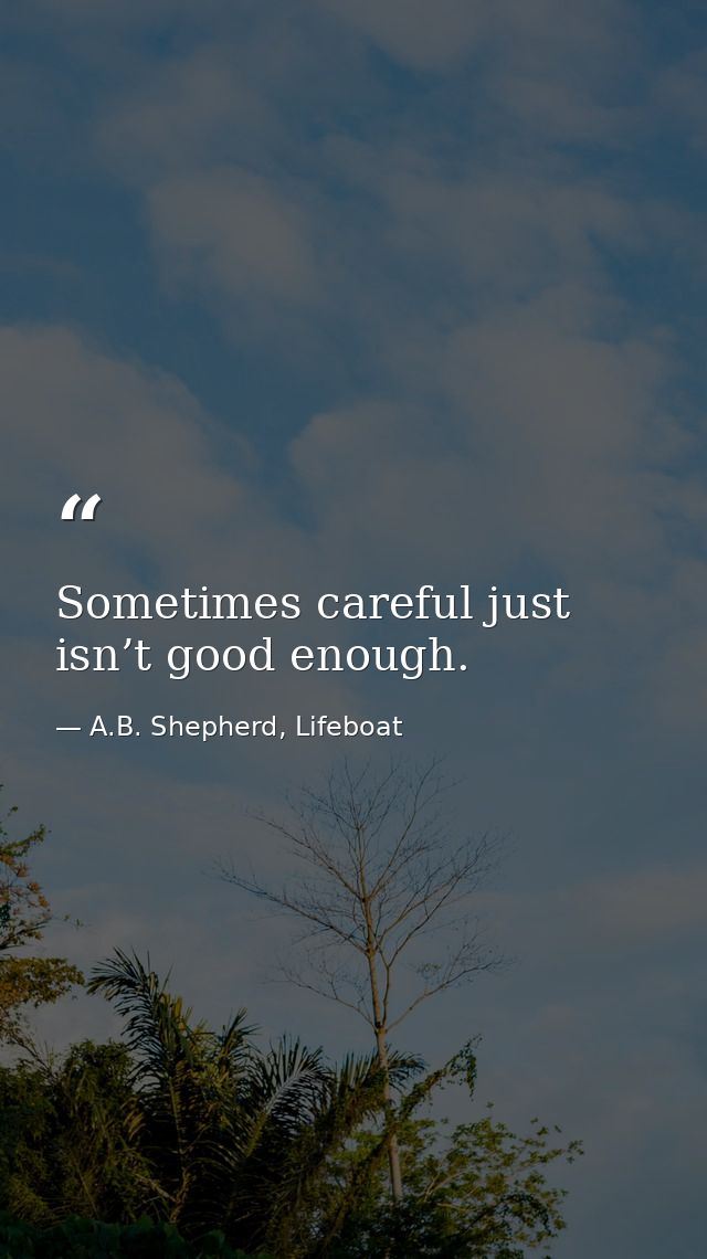 Sometimes careful just isn’t good enough. — A.B. Shepherd, Lifeboat