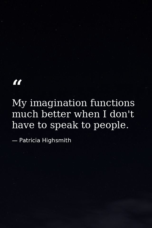My imagination functions much better when I don't have to speak to people. — Patricia Highsmith