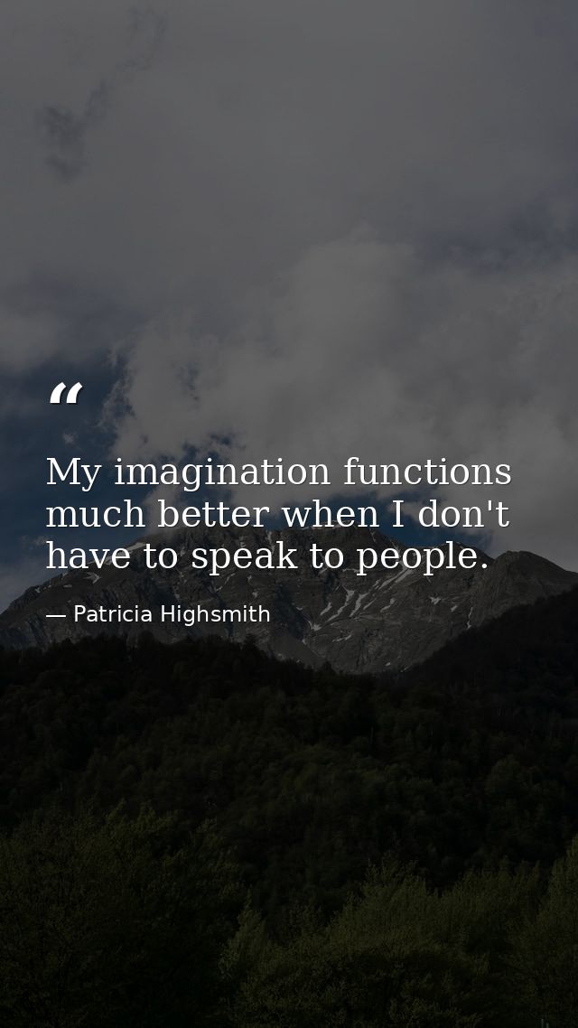 My imagination functions much better when I don't have to speak to people. — Patricia Highsmith