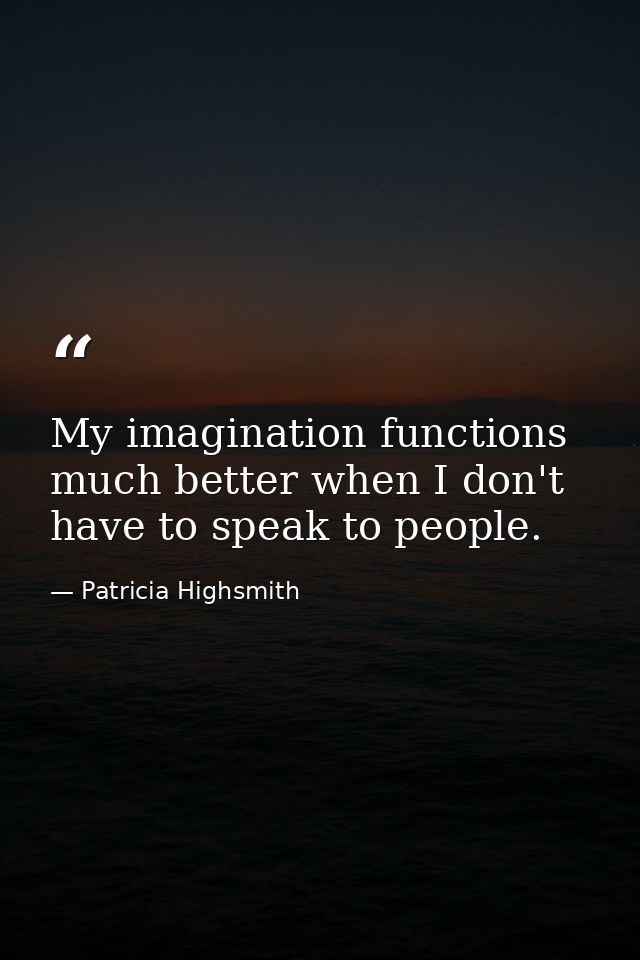 My imagination functions much better when I don't have to speak to people. — Patricia Highsmith