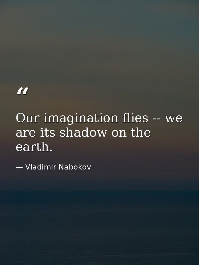 Our imagination flies -- we are its shadow on the earth. — Vladimir Nabokov