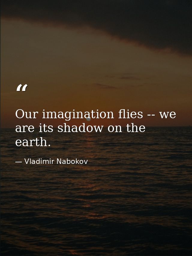 Our imagination flies -- we are its shadow on the earth. — Vladimir Nabokov