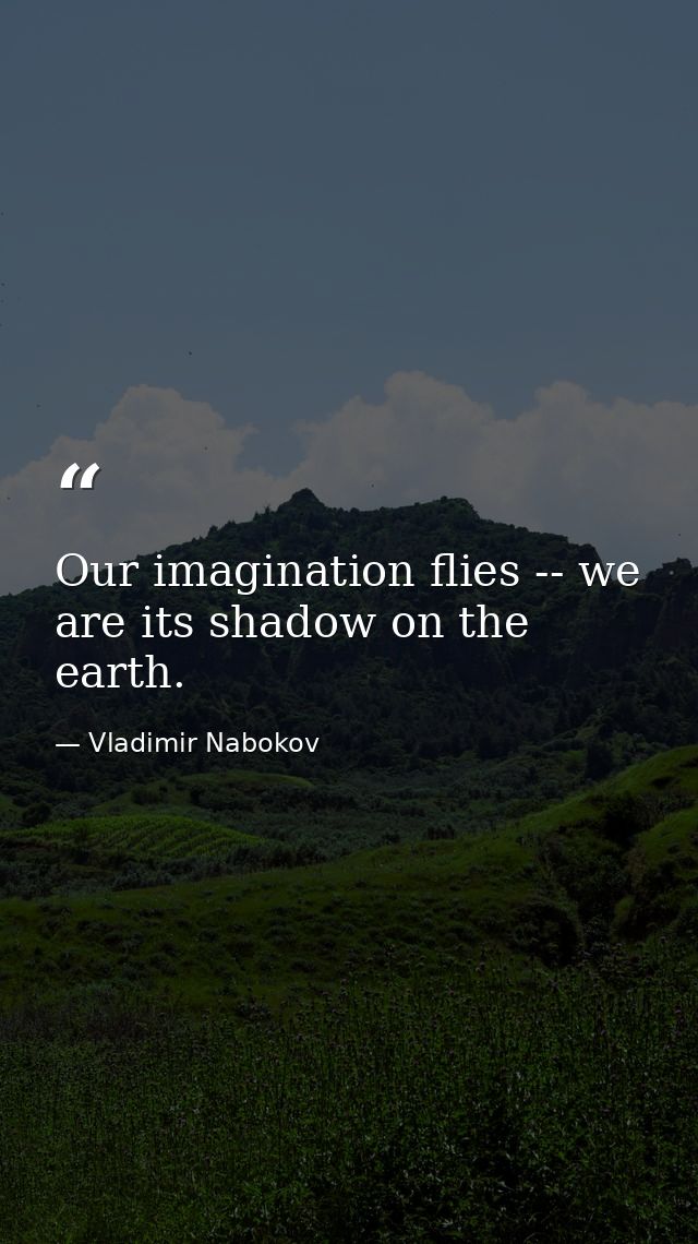 Our imagination flies -- we are its shadow on the earth. — Vladimir Nabokov