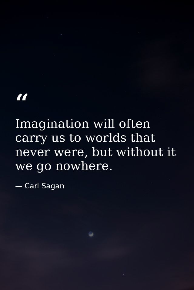 Imagination will often carry us to worlds that never were, but without it we go nowhere. — Carl Sagan