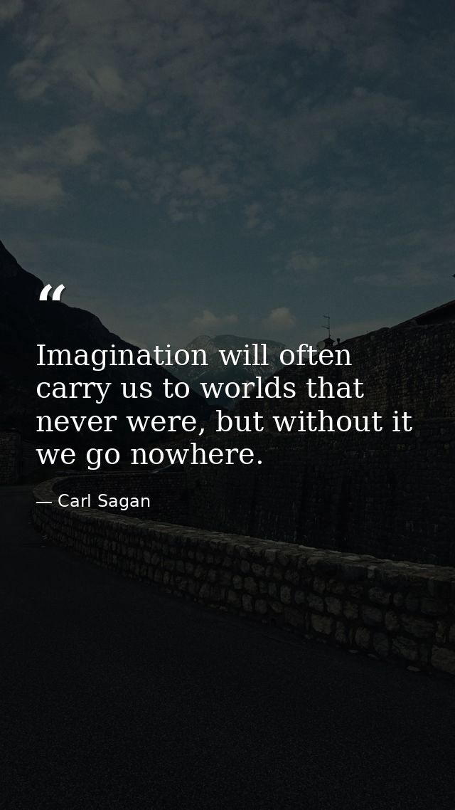 Imagination will often carry us to worlds that never were, but without it we go nowhere. — Carl Sagan
