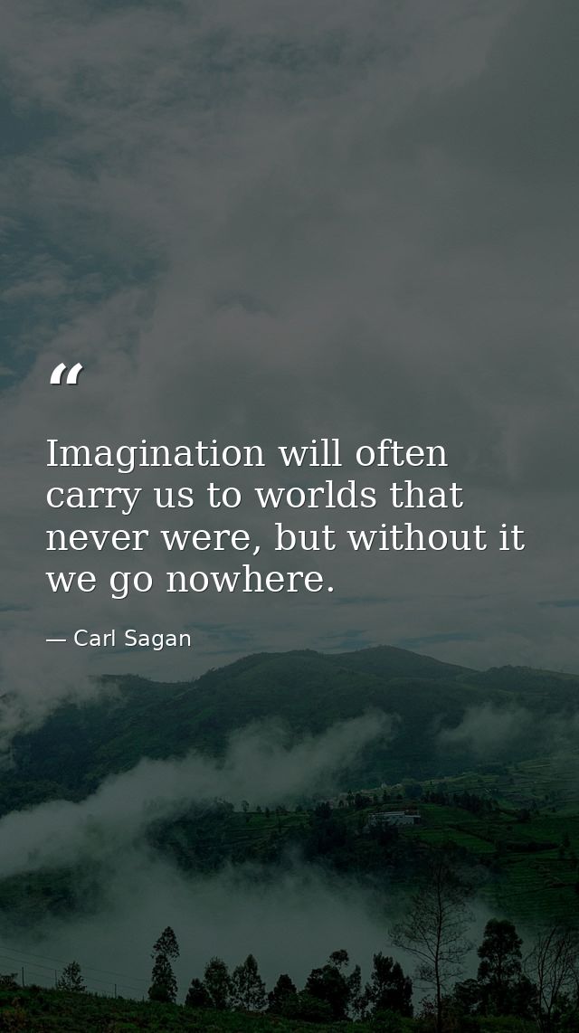 Imagination will often carry us to worlds that never were, but without it we go nowhere. — Carl Sagan