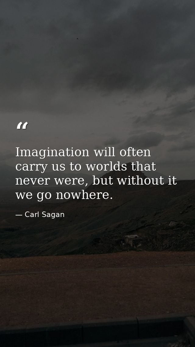 Imagination will often carry us to worlds that never were, but without it we go nowhere. — Carl Sagan
