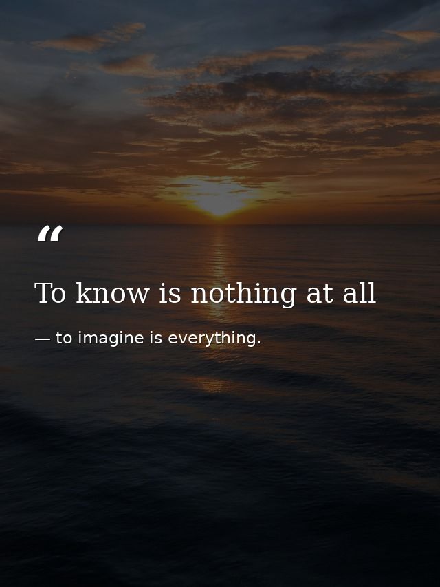 To know is nothing at all — to imagine is everything.
