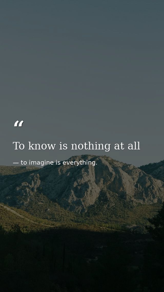 To know is nothing at all — to imagine is everything.