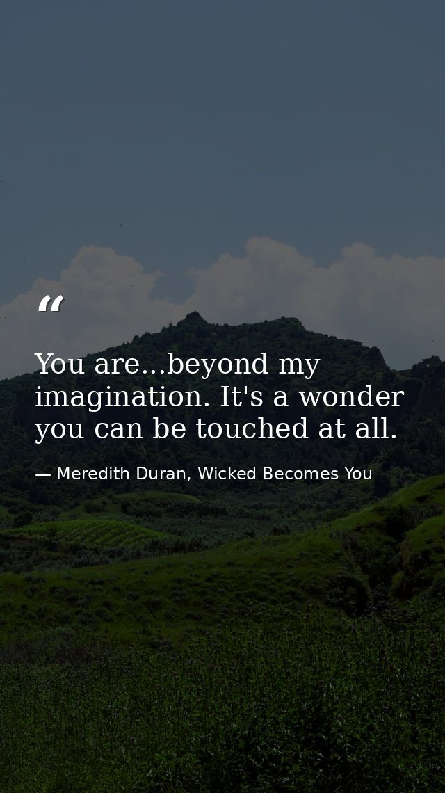 You are...beyond my imagination. It's a wonder you can be touched at all. — Meredith Duran, Wicked Becomes You