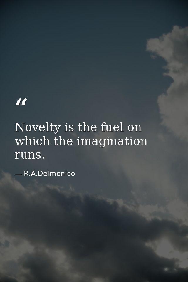 Novelty is the fuel on which the imagination runs. — R.A.Delmonico