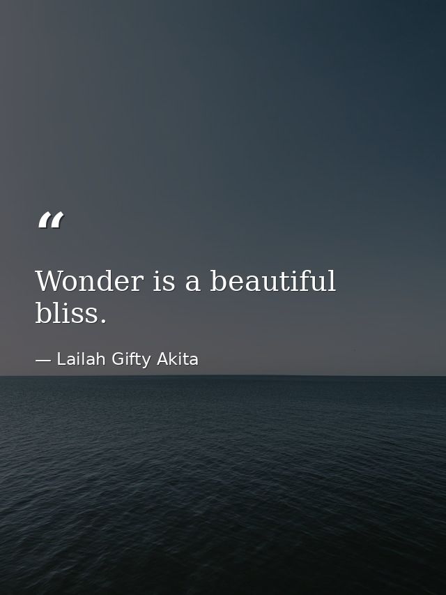 Wonder is a beautiful bliss. — Lailah Gifty Akita