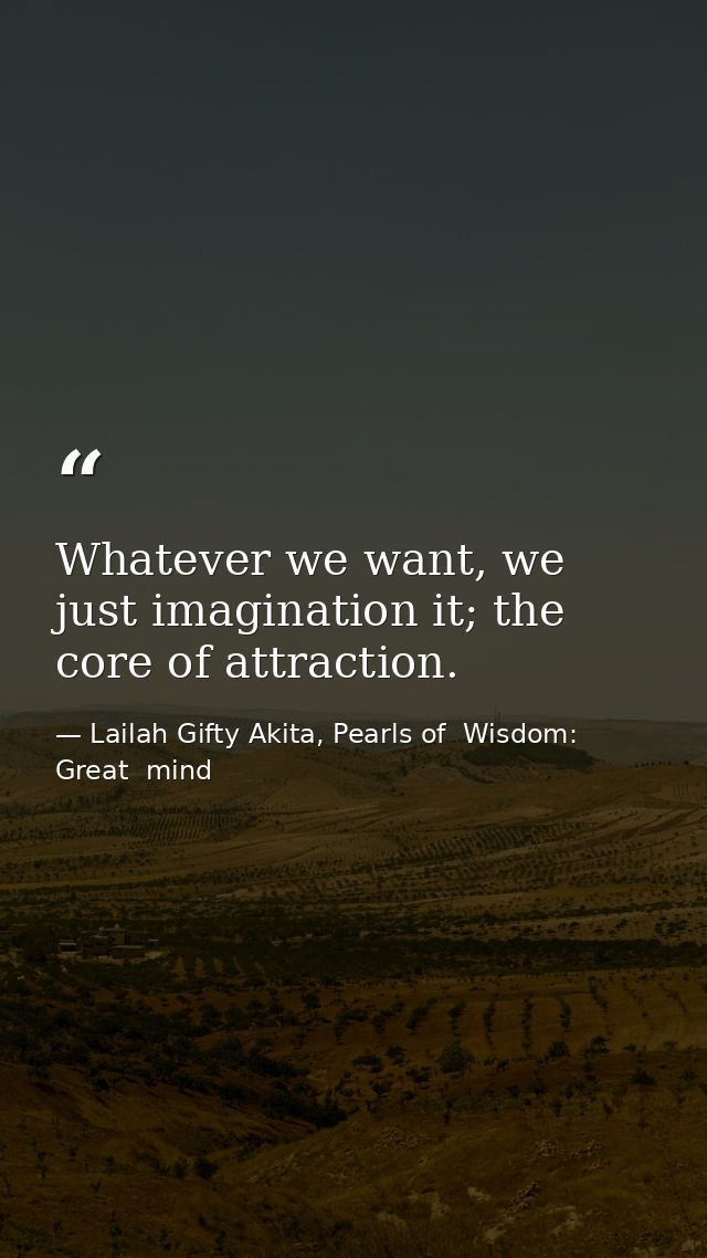 Whatever we want, we just imagination it; the core of attraction. — Lailah Gifty Akita, Pearls of  Wisdom: Great  mind