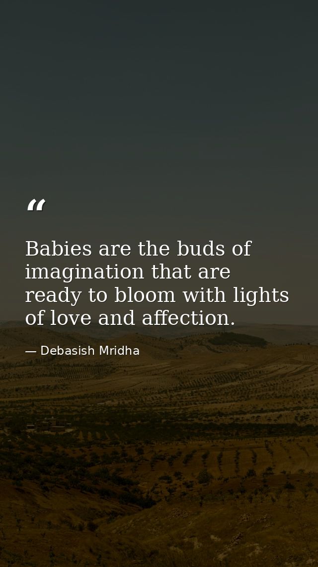 Babies are the buds of imagination that are ready to bloom with lights of love and affection. — Debasish Mridha