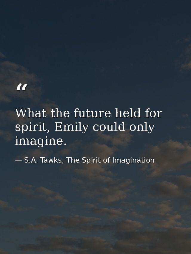 What the future held for spirit, Emily could only imagine. — S.A. Tawks, The Spirit of Imagination