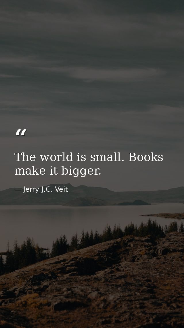 The world is small. Books make it bigger. — Jerry J.C. Veit