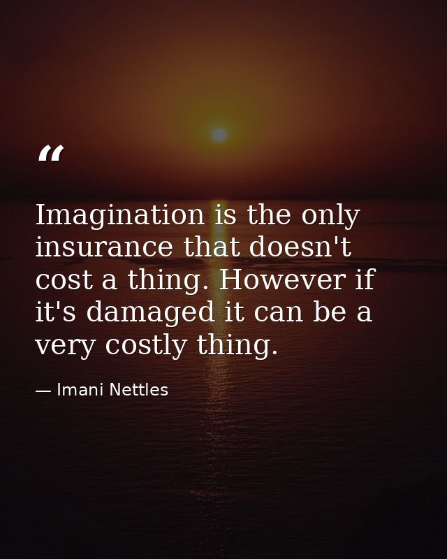 Imagination is the only insurance that doesn't cost a thing. However if it's damaged it can be a very costly thing. — Imani Nettles