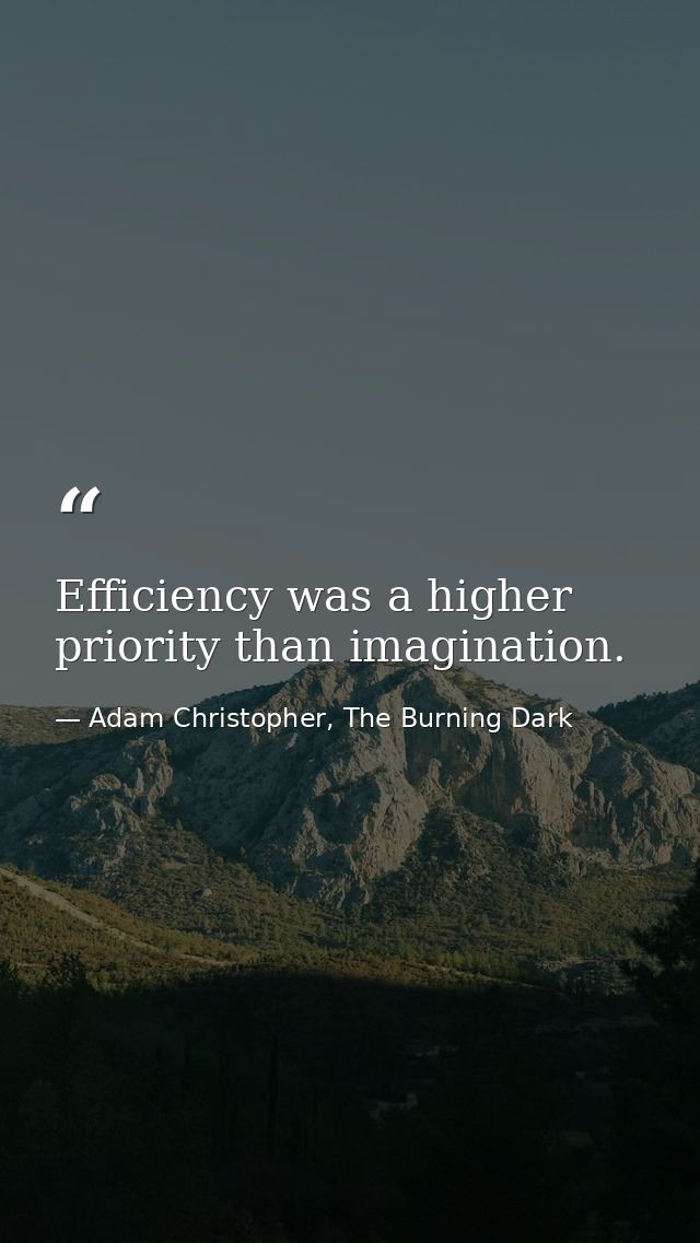 Efficiency was a higher priority than imagination. — Adam Christopher, The Burning Dark