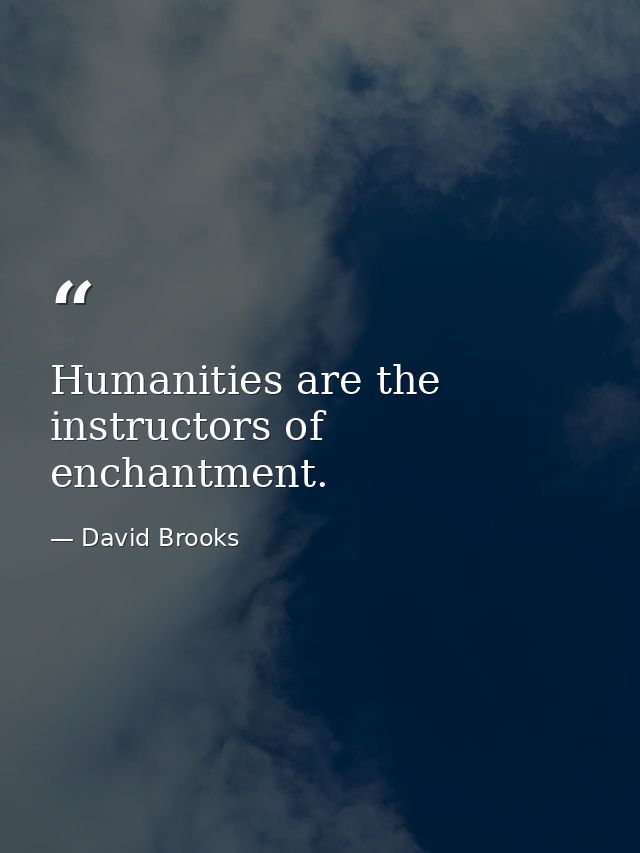 Humanities are the instructors of enchantment. — David Brooks