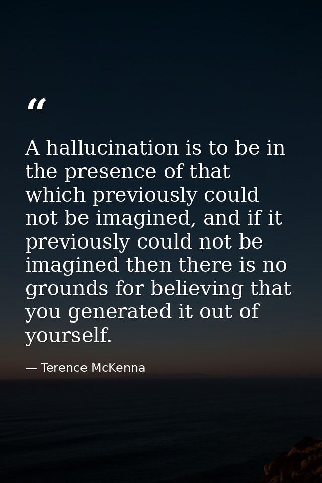 A hallucination is to be in the presence of that which previously could not be imagined, and if it previously could not  — Terence McKenna