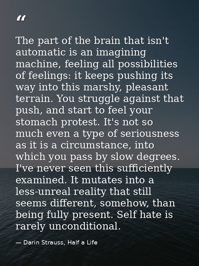 The part of the brain that isn't automatic is an imagining machine, feeling all possibilities of feelings: it keeps push — Darin Strauss, Half a Life