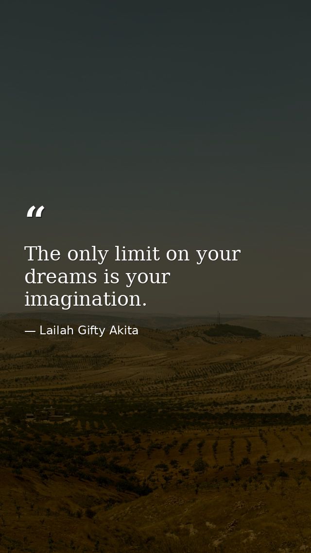 The only limit on your dreams is your imagination. — Lailah Gifty Akita