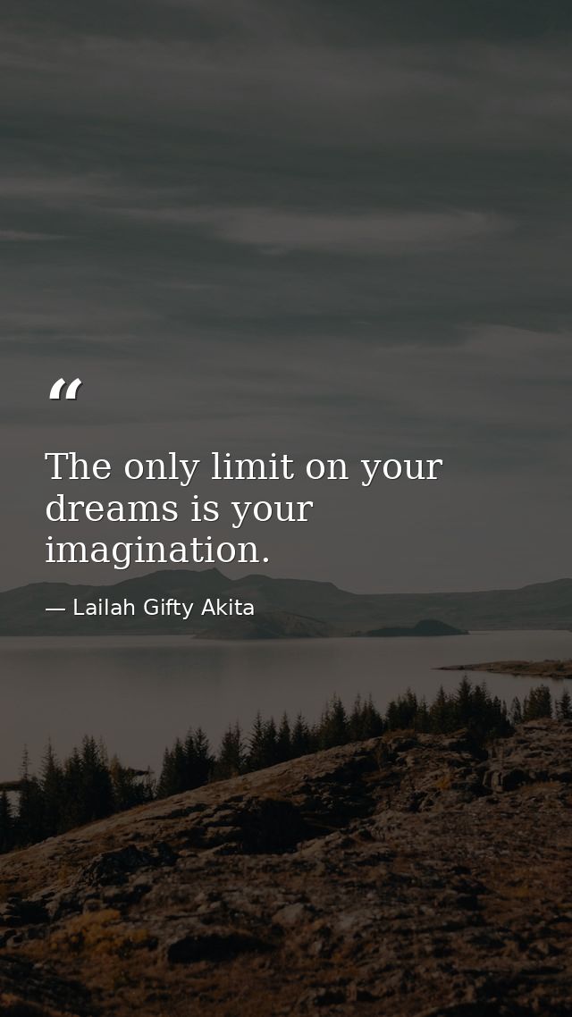 The only limit on your dreams is your imagination. — Lailah Gifty Akita
