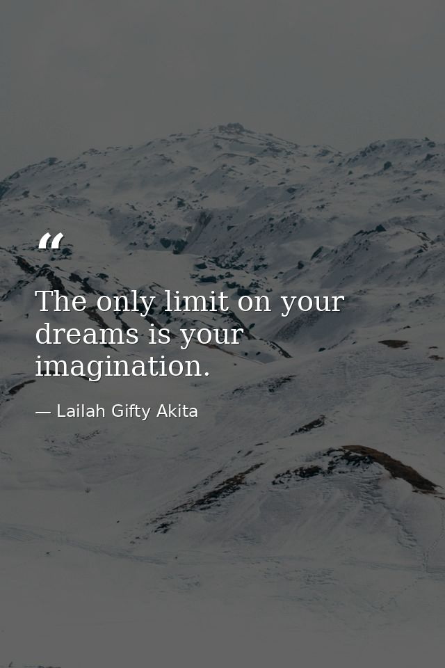 The only limit on your dreams is your imagination. — Lailah Gifty Akita