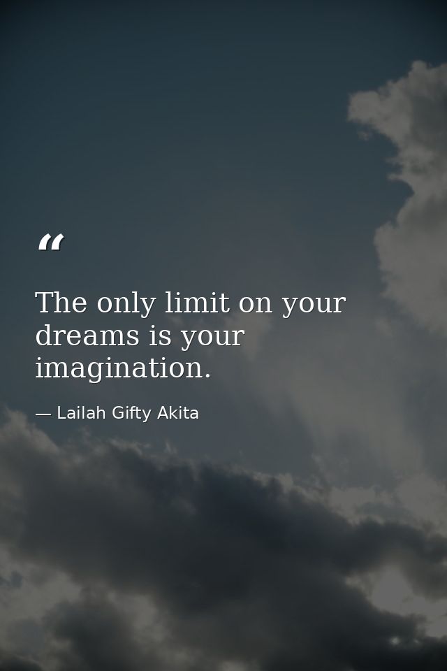 The only limit on your dreams is your imagination. — Lailah Gifty Akita
