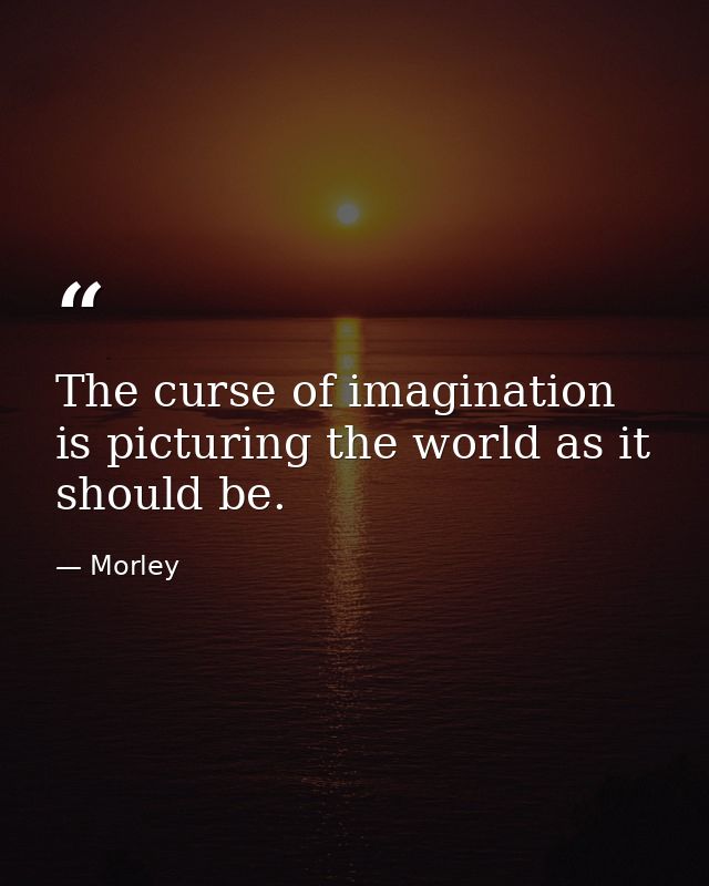 The curse of imagination is picturing the world as it should be. — Morley