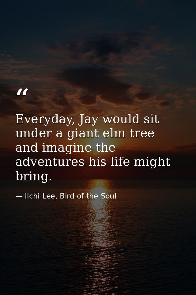 Everyday, Jay would sit under a giant elm tree and imagine the adventures his life might bring. — Ilchi Lee, Bird of the Soul