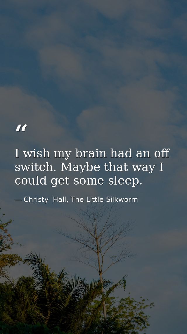 I wish my brain had an off switch. Maybe that way I could get some sleep. — Christy  Hall, The Little Silkworm