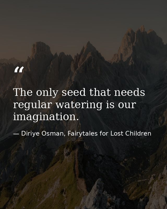The only seed that needs regular watering is our imagination. — Diriye Osman, Fairytales for Lost Children