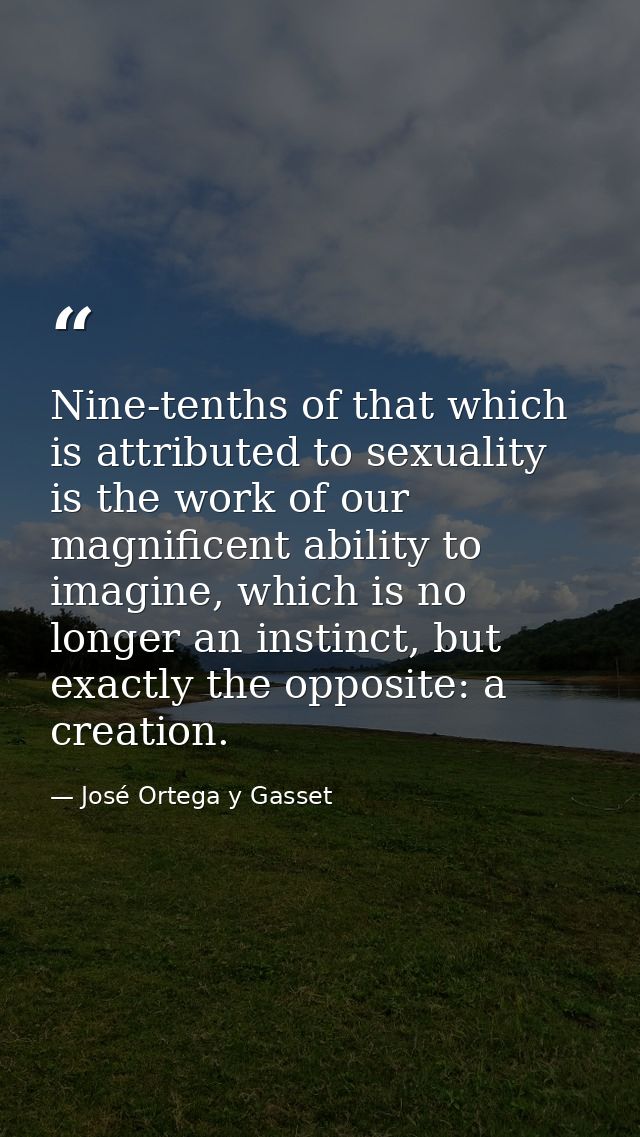 Nine-tenths of that which is attributed to sexuality is the work of our magnificent ability to imagine, which is no long — José Ortega y Gasset