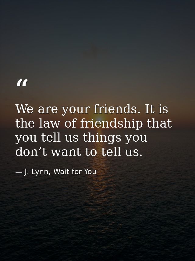 We are your friends. It is the law of friendship that you tell us things you don’t want to tell us. — J. Lynn, Wait for You