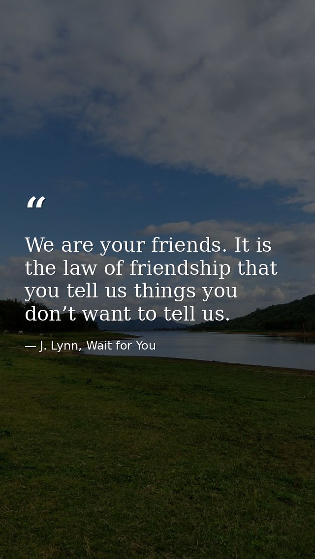 We are your friends. It is the law of friendship that you tell us things you don’t want to tell us. — J. Lynn, Wait for You