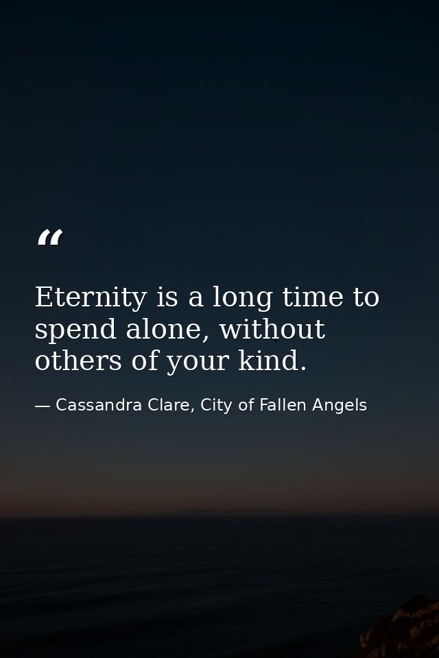 Eternity is a long time to spend alone, without others of your kind. — Cassandra Clare, City of Fallen Angels