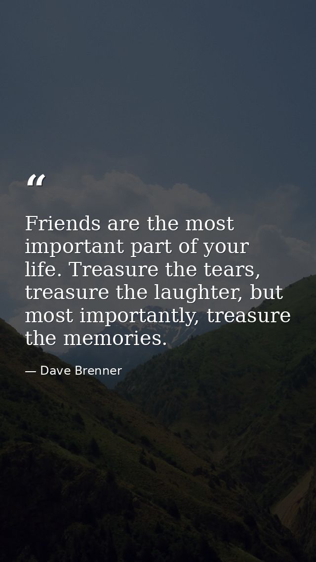 Friends are the most important part of your life. Treasure the tears, treasure the laughter, but most importantly, treas — Dave Brenner