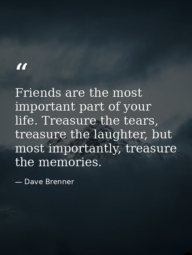 Friends are the most important part of your life. Treasure the tears, treasure the laughter, but most importantly, treas — Dave Brenner