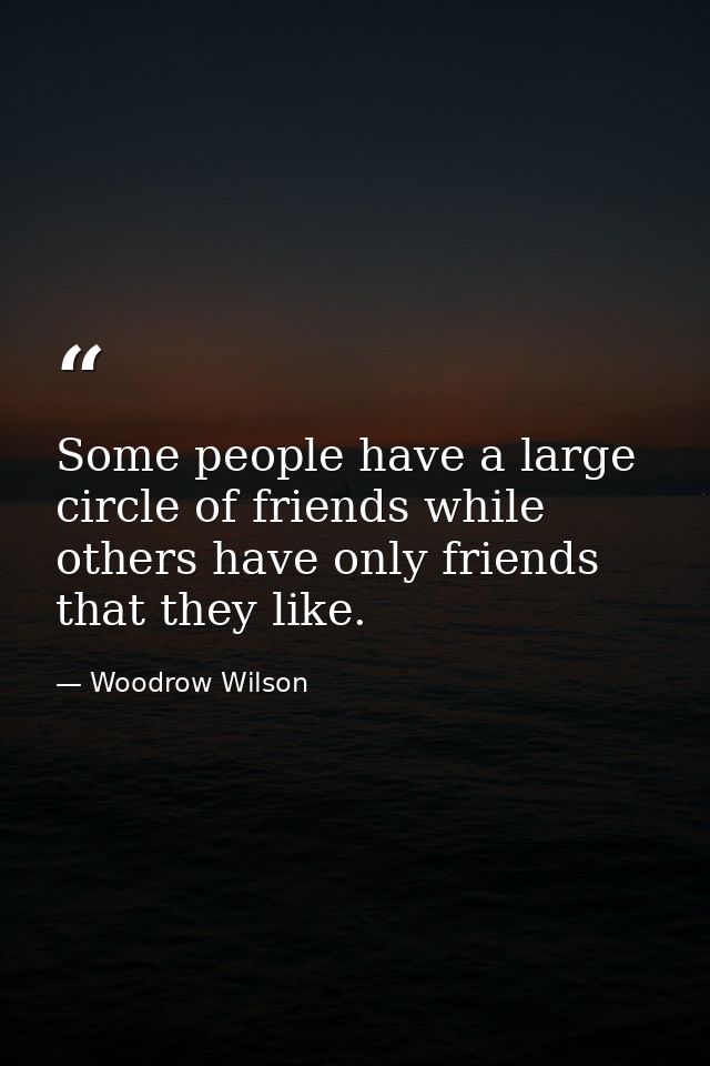 Some people have a large circle of friends while others have only friends that they like. — Woodrow Wilson