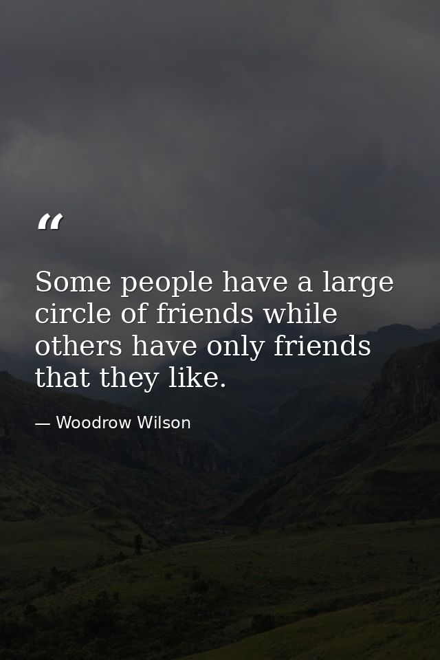 Some people have a large circle of friends while others have only friends that they like. — Woodrow Wilson