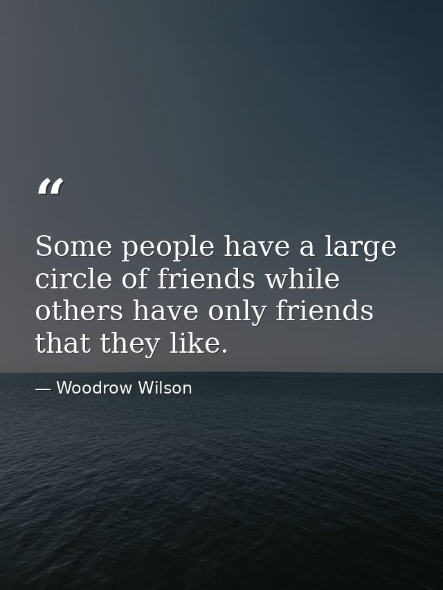 Some people have a large circle of friends while others have only friends that they like. — Woodrow Wilson
