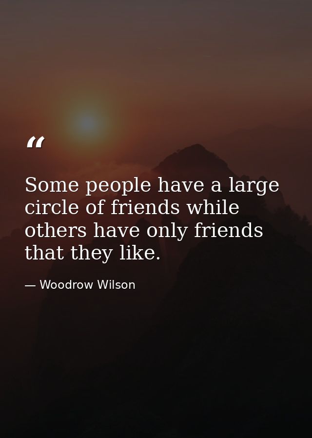 Some people have a large circle of friends while others have only friends that they like. — Woodrow Wilson