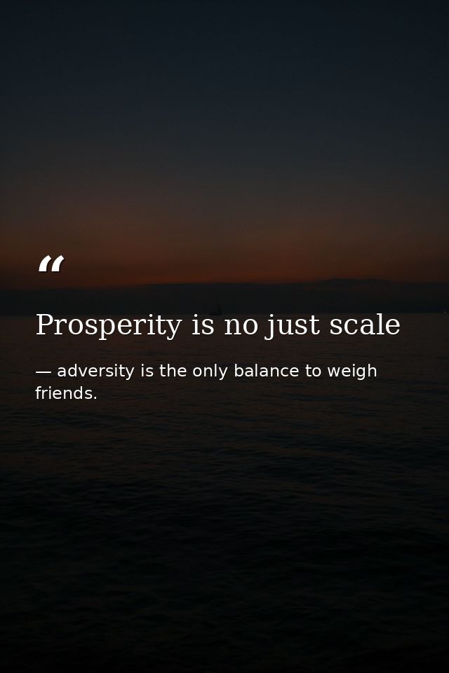 Prosperity is no just scale — adversity is the only balance to weigh friends.