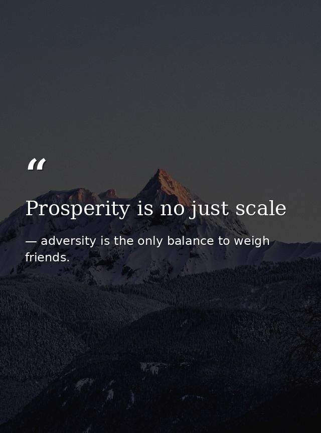Prosperity is no just scale — adversity is the only balance to weigh friends.