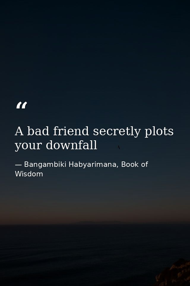 A bad friend secretly plots your downfall — Bangambiki Habyarimana, Book of Wisdom