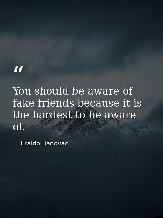 You should be aware of fake friends because it is the hardest to be aware of. — Eraldo Banovac
