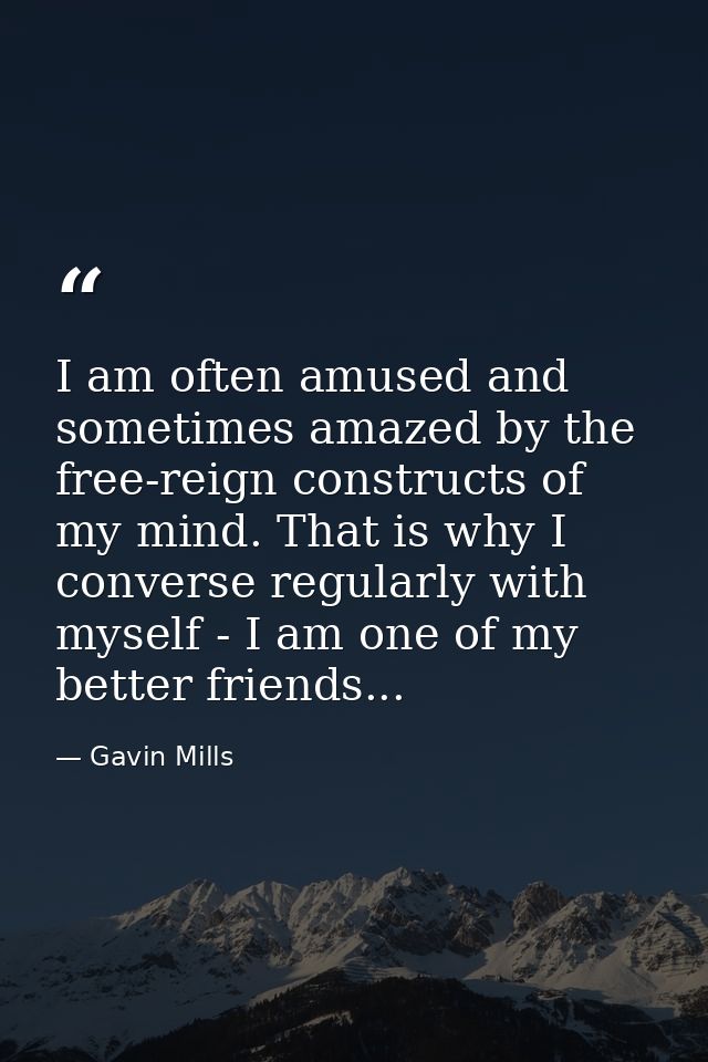 I am often amused and sometimes amazed by the free-reign constructs of my mind. That is why I converse regularly with my — Gavin Mills