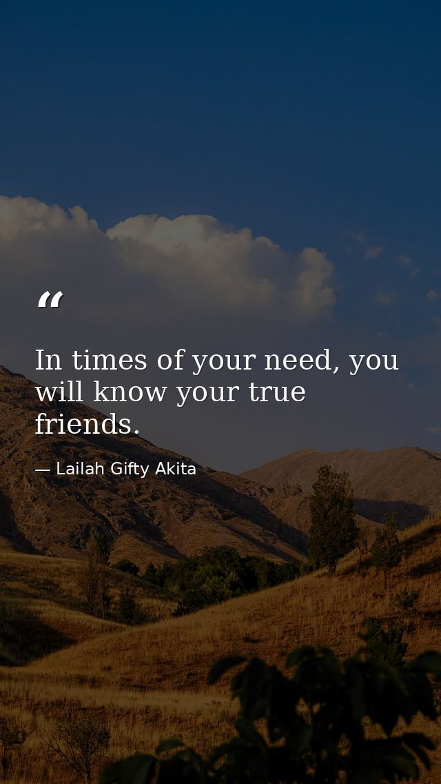 In times of your need, you will know your true friends. — Lailah Gifty Akita