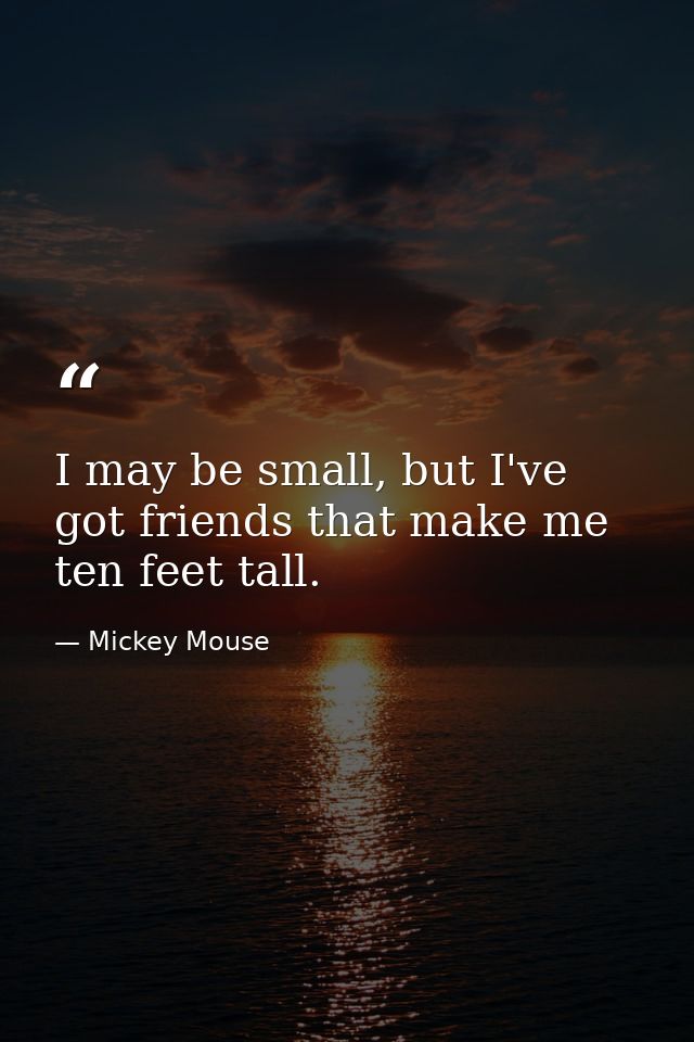 I may be small, but I've got friends that make me ten feet tall. — Mickey Mouse